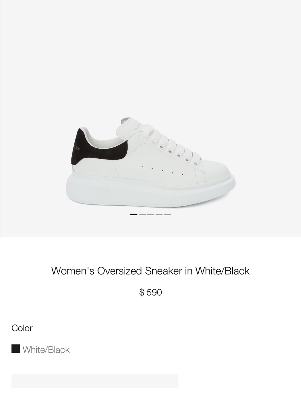 Women's Oversized Sneaker in White/Black Sz 35.5
